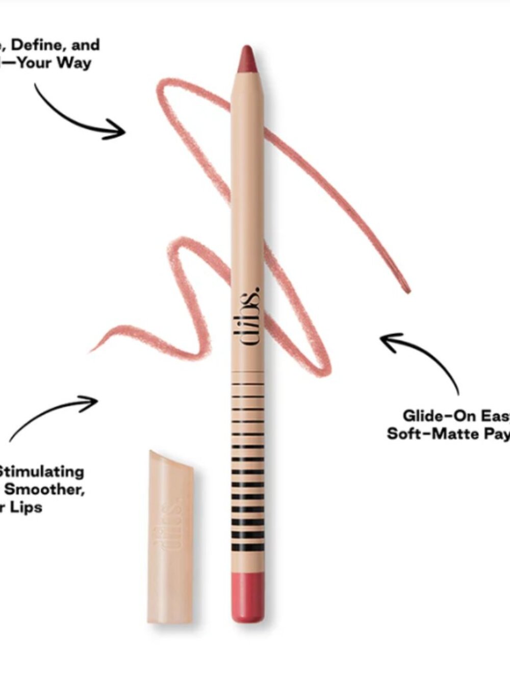 dibs. No Pressure Lip Liner in Shade 1 - On the Rose (Discontinued) - NIB